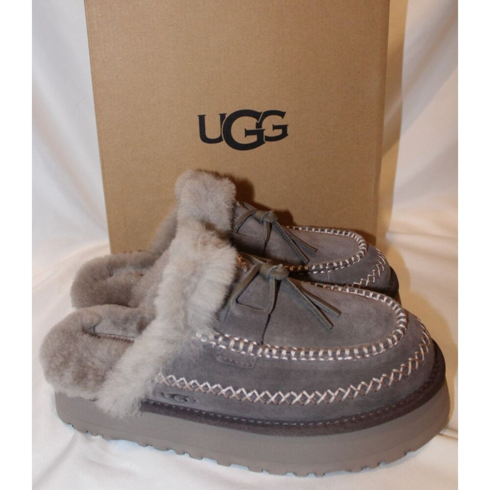 UGG DISQUETTE ALPINE THUNDER CLOUD SUEDE COMFORT‎ WOMEN'S SLIPPERS NEW